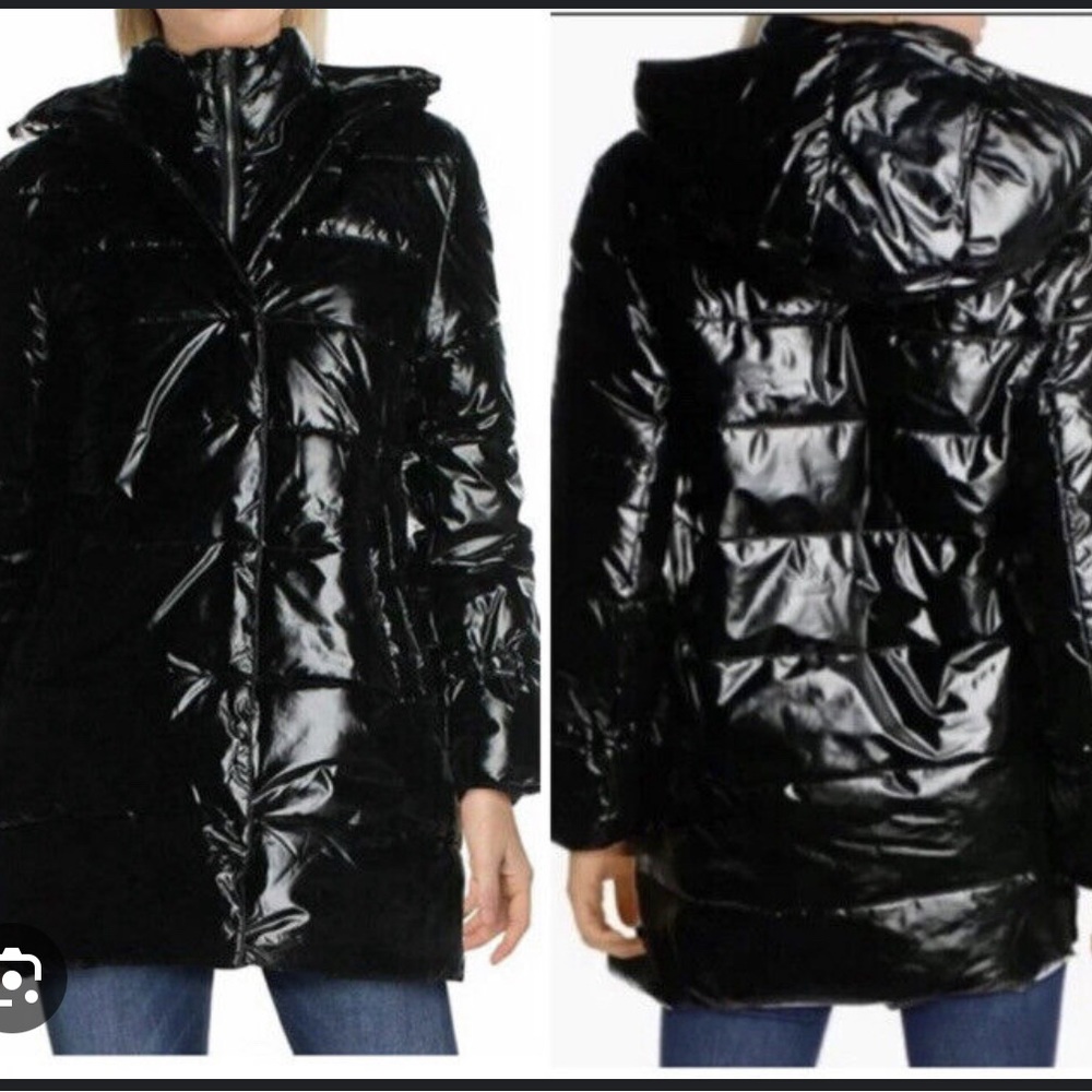 Betsy Johnson Black Shinny Puffer Coat